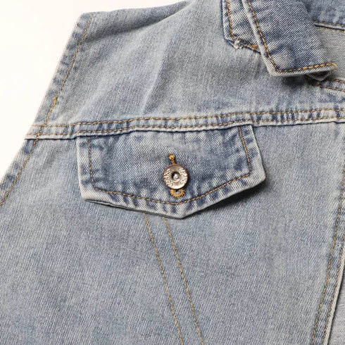 Irregular Cross Denim Coat For Women High Waist Hollow Out Casual Summer Top
